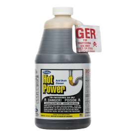 ComStar Hot Power 30-140 Drain Cleaner, Liquid, Amber, Sharp, 0.5 gal Bottle