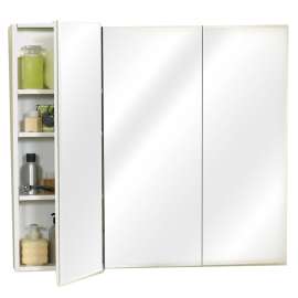 Zenith M36 Medicine Cabinet, 35-7/8 in OAW, 4-1/2 in OAD, 29-7/8 in OAH, Wood, Clear, 3-Shelf, 3-Door