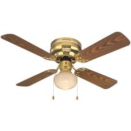 Boston Harbor CF-78125 Ceiling Fan, 4-Blade, Polished Brass Housing, 42 in Sweep, MDF Blade, 3-Speed