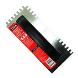TASK T33645 Adhesive Trowel, 9 in L Blade, 4 in W Blade, Steel Blade, Square Notch End, Polypropylene Handle