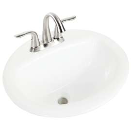 Foremost 130013-4W Bathroom Sink, Round Basin, 4 in Faucet Centers, 3-Deck Hole, 19 in OAW, Vitreous China, White