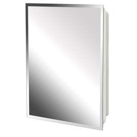 Zenith MP109 Medicine Cabinet, 16 in OAW, 4-1/2 in OAD, 20 in OAH, Polystyrene, Metallic, 2-Shelf