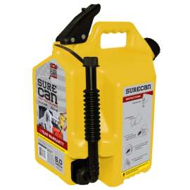 SUREcan SUR50D1 Gas Can, 5 gal Capacity, Plastic, Yellow
