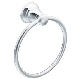 Moen Banbury Series Y2686CH Towel Ring, 6 in Dia Ring, 30 lb, Aluminum, Chrome, Wall Mounting