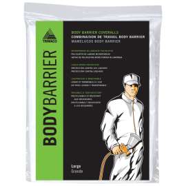 Trimaco 09953 Protective Coveralls, L, Zipper Closure, Polyolefin, White