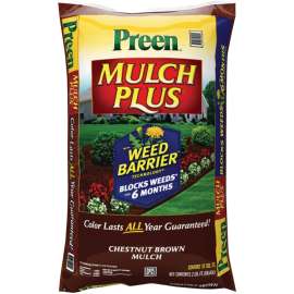 Preen 52050661 Mulch Plus Weed Barrier, Granular, Chestnut Brown
