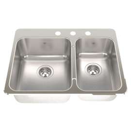 KINDRED Steel Queen Series QCLA2027R/8/3 Kitchen Sink, 3-Faucet Hole, 27-1/4 in OAW, 20-91/16 in OAH, Stainless Steel