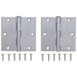 ProSource BH-202SC-PS Square Corner Door Hinge, Steel, Satin Chrome, Loose Pin, 180 deg Range of Motion