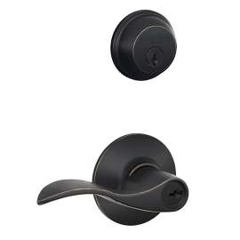 Schlage FB50NVACC716 Lever Entry Deadbolt Set, 1 Grade, Keyed Alike Key, Metal, Aged Bronze, 2-3/4 in Backset, C Keyway