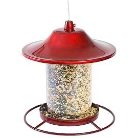 Perky-Pet 312R Panorama Bird Feeder, 9 in H, Perch, 2 lb, Red, Powder-Coated Red Sparkle