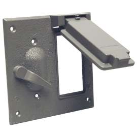 HUBBELL 5167-0 Toggle Switch Cover, 0.797 in L, 2.813 in W, Aluminum, Gray, Powder-Coated