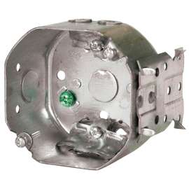 HUBBELL 54171LBBAR Octagonal Box, 4 in OAW, 2-1/8 in OAD, 2 -Knockout, Metal Housing Material