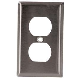 HUBBELL 97101SS Wallplate, 4-1/2 in L, 2-3/4 in W, 1 -Gang, Stainless Steel, Surface Mounting