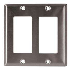 HUBBELL 97401SS Wallplate, 4-1/2 in L, 2-3/4 in W, 1 -Gang, Stainless Steel