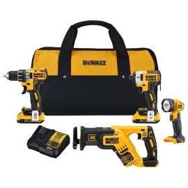 DeWALT DCK484D2 Combination Kit, Battery Included, 20 V, 4-Tool, Lithium-Ion Battery