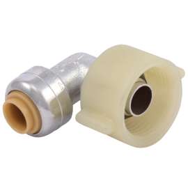 SharkBite U3537LFA Connector Pipe Elbow, 1/4 x 7/8 in, Brass, 200 psi Pressure
