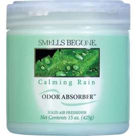 SMELLS BEGONE 50516 Odor Absorbing Gel, 15 oz Jar, Calming Rain, 450 sq-ft Coverage Area