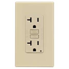 Leviton C31-GFNT2-0PI GFCI Duplex Receptacle, 2 -Pole, 20 A, 125 V, Back, Side Wiring, NEMA: 5-20R, Ivory