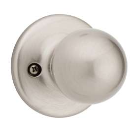 Weiser Yukon GAC101Y15 Passage Knob, 1-7/8 in Dia Knob, 1-3/8 to 1-3/4 in Thick Door, Satin Nickel
