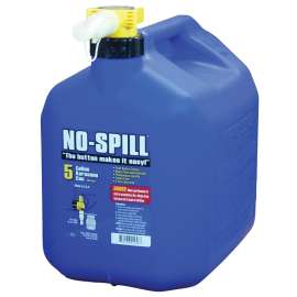 No-Spill 1456 Fuel Can, 5 gal, Plastic, Blue