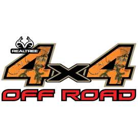 REALTREE RT-4X4-XTBLZ Decal, 4X4 OFF ROAD in Realtree Xtra Blaze Camo, Vinyl Adhesive