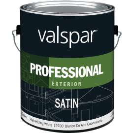 Valspar 045.0012700.007 Exterior House Paint, Satin, White, 1 gal