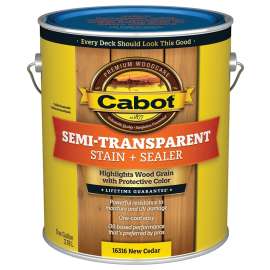 Cabot 16300 Series 140.0016316.007 Exterior Stain, Semi-Transparent, New Cedar, Liquid, 1 gal
