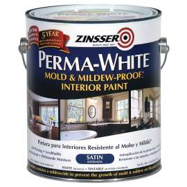 ZINSSER 02711 Interior Paint, Satin, White, 1 gal Can