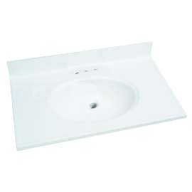 Foremost WS-1931 Vanity Top, 31 in OAL, 19 in OAW, Marble, Solid White, Countertop Edge