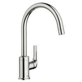 Moen Charmant Series 87446 Kitchen Faucet, 1.5 gpm, Stainless Steel, Chrome Plated, Deck Mounting, Lever Handle