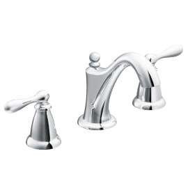 Moen Caldwell Series WS84440 Bathroom Faucet, 1.2 gpm, 2-Faucet Handle, Metal, Chrome Plated, Lever Handle