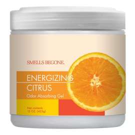 SMELLS BEGONE 50316 Odor Absorbing Gel, 15 oz Jar, Citrus, 450 sq-ft Coverage Area