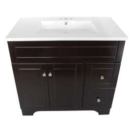 Luxo Marble Mirano Series KIT MIRANO 3722 D Combination Vanity, MDF, Expresso, 1-Sink, Marble Sink, White Sink