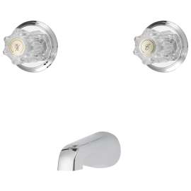 Boston Harbor GU-TQOB015CP Tub Faucet, 2-Faucet Handle, Round Handle, Metal/Plastic, Wall Mounting, Plastic Tub Spout