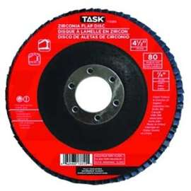 TASK T13353 Flap Disc, 4-1/2 in Dia, 7/8 in Arbor, 60 Grit, Zirconia Alumina Abrasive