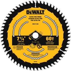 DeWALT DWA171460B10 Circular Saw Blade, 7-1/4 in Dia, 5/8 in Arbor, 60-Teeth