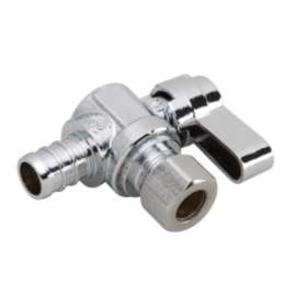 Moen M-Line Series M4740PB Angled Ball Shut-Off Valve, 3/8 x 1/2 in Connection, Compression x PEX, Brass Body