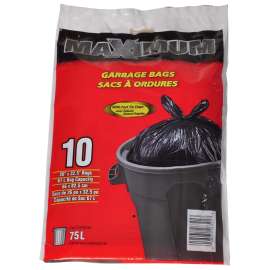 MAXIMUM 26321 Garbage Bag, Regular, Plastic, Black