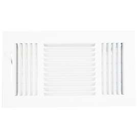 ProSource SW03-12X6 3-Way Sidewall Register, 13.5 in L, 7.5 in W, 52 degree Air Deflection, 3 -Way, Steel, White