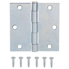 ProSource LR-041-PS Utility Hinge, Steel, Zinc, Removable Pin, 180 deg Range of Motion, Full Mortise Mounting