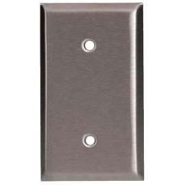 HUBBELL 97121SS Blank Wallplate, 1 -Gang, Stainless Steel, Surface Mounting