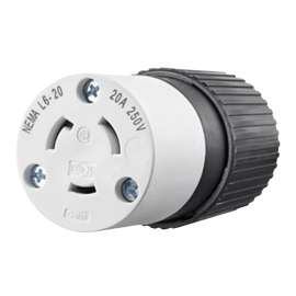 Bryant 70620NCC Locking Device Connector, 2 -Pole, 20 A, 250 V, Screw, NEMA: NEMA L6-20R, White/Yellow