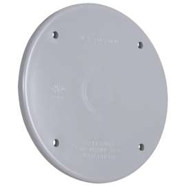 HUBBELL PBC300GYCN Blank Receptacle Cover, 4 in Dia, Round, Polycarbonate, Gray
