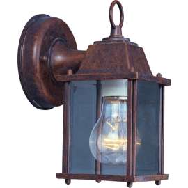 Boston Harbor Outdoor Wall Lantern, 120 V, 60 W, A19 or CFL Lamp, Aluminum Fixture, Rustic Brown