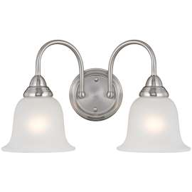 Boston Harbor LYB130928-2VL-BN Wall Sconce, 60 W, 2-Lamp, A19 or CFL Lamp, Steel Fixture, Brushed Nickel Fixture