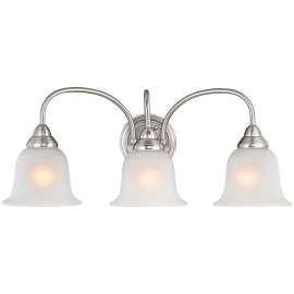 Boston Harbor LYB130928-3VL-BN Vanity Light Fixture, 60 W, 3-Lamp, A19 or CFL Lamp, Steel Fixture