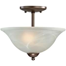 Boston Harbor A2242-2-VB Two Light Semi-Flush Mount, 120 V, 60 W, 2-Lamp, A19 or CFL Lamp, Venetian Bronze Fixture