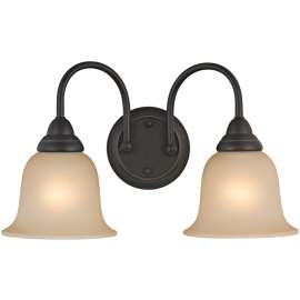 Boston Harbor LYB130928-2VL-VB Vanity Light Fixture, 60 W, 2-Lamp, A19 or CFL Lamp, Steel Fixture
