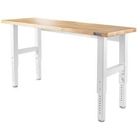 GLADIATOR GAWB06HWGW Adjustable Workbench, 72 in OAW, 27.5 to 40.8 in OAH, 25 in OAD, 3000 lb Capacity, White