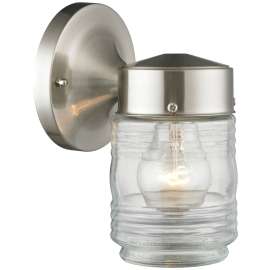 Boston Harbor Outdoor Wall Lantern, 120 V, 60 W, A19 or CFL Lamp, Steel Fixture, Brushed Nickel